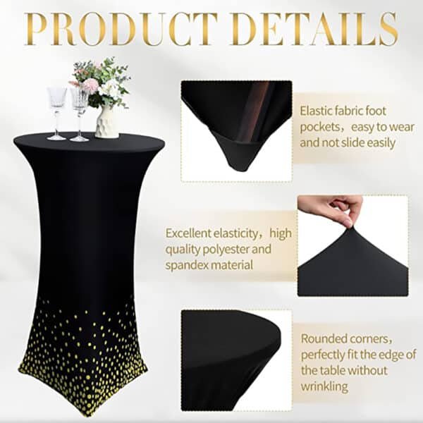 black spandex cocktail table covers