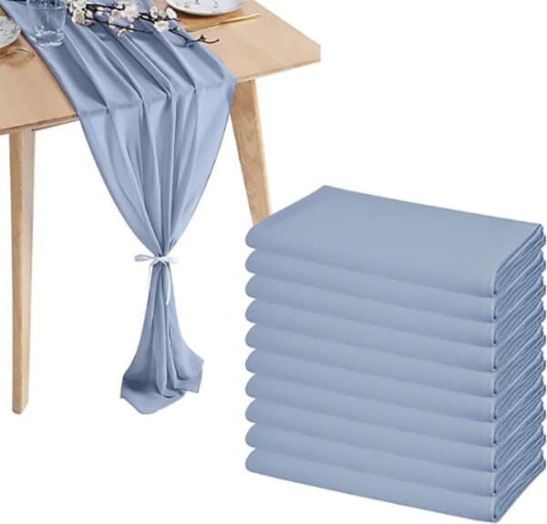 dusty blue table runner