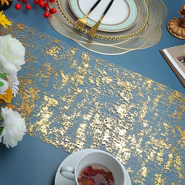 dusty blue table runner