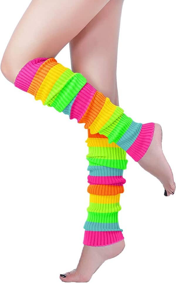 neon colored leg warmers