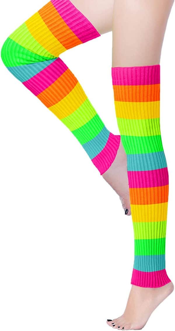 neon colored leg warmers