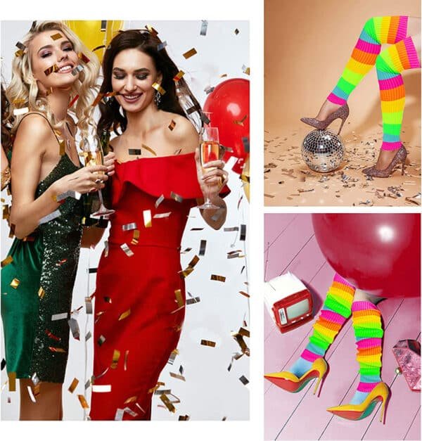 neon colored leg warmers