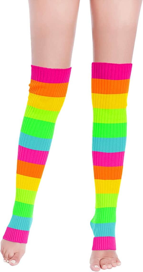 neon colored leg warmers