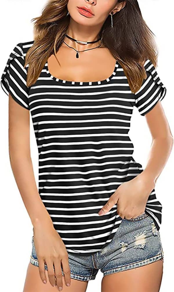 black and white striped t shirt womens