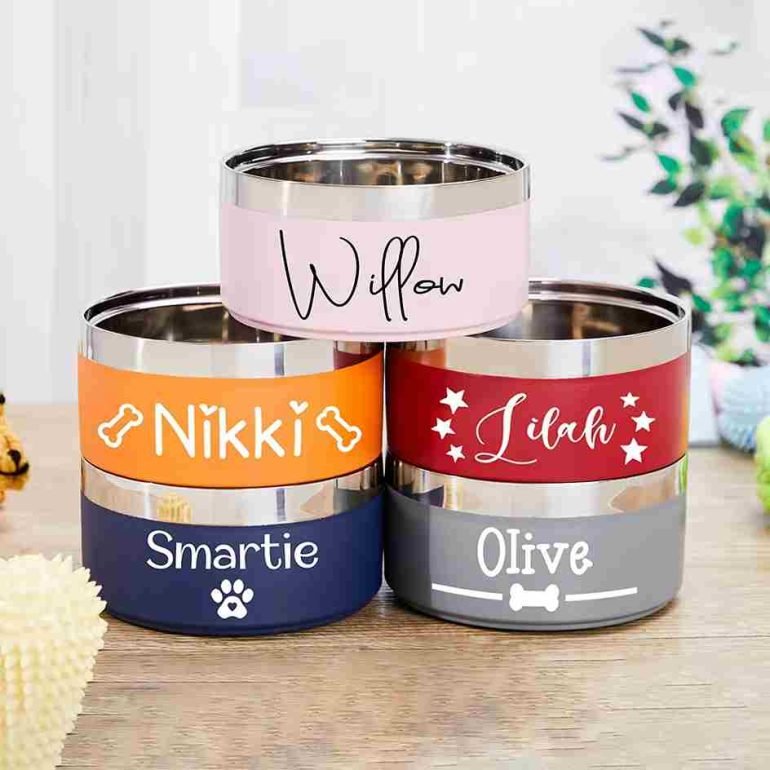 أوعية الكلاب مع الاسم