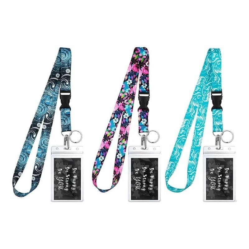 pink lanyard card holder shiny